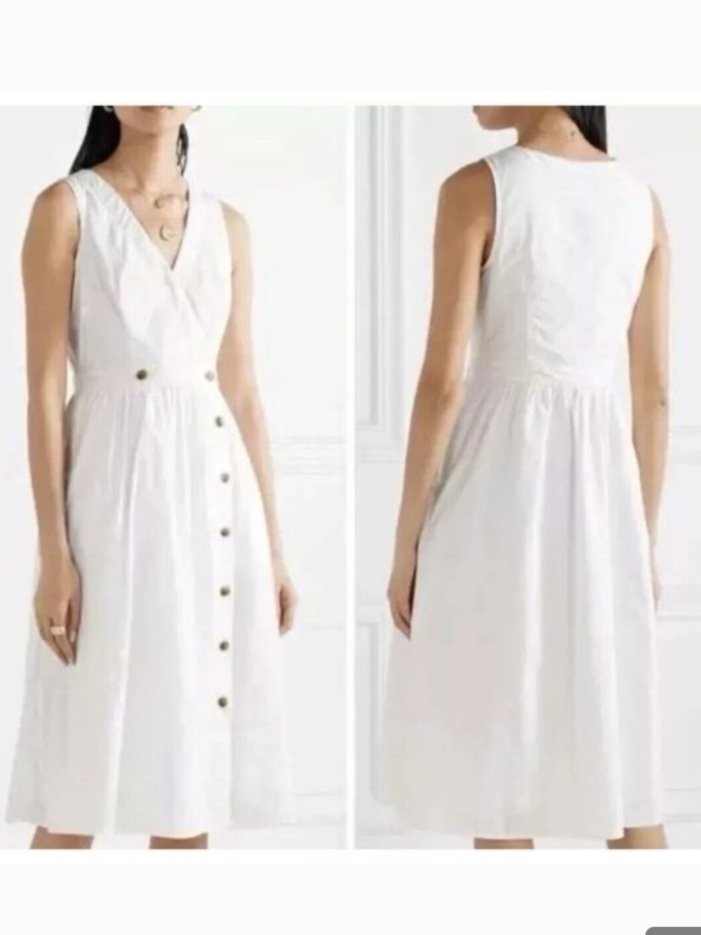 Jcrew white cotton sleeveless button up dress 00